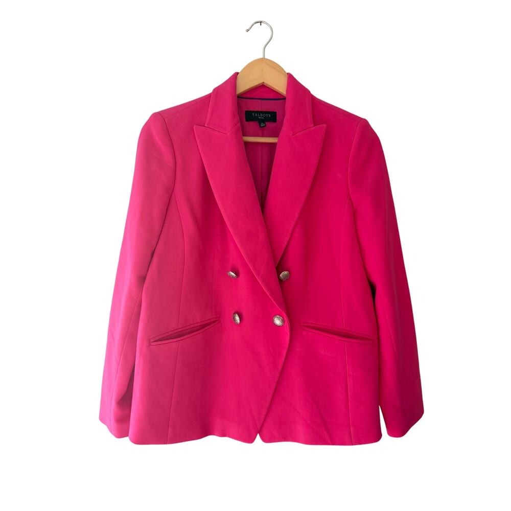 Talbots Petite 6P Hot Pink Double-Breasted Blazer